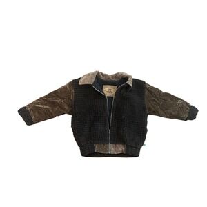 Vintage Corky & Company Kids Sherpa Fleece Crushed Velvet Flight Bomber Jacket